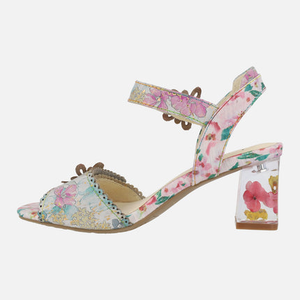 Sandals with decorated heel Lucieo 13 Cerise