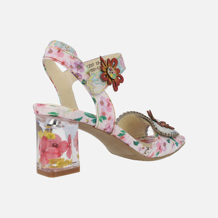 Sandals with decorated heel Lucieo 13 Cerise