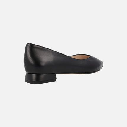 Black leather flats with sharped toe