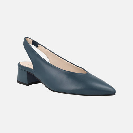 Ida Low heel leather open heeled pumps