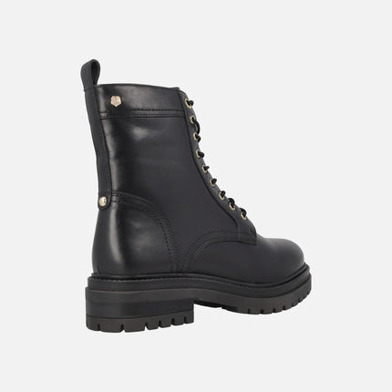 Black Leather Military Style boots by Carmela