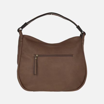 Shoulder bags in camel leather and suede