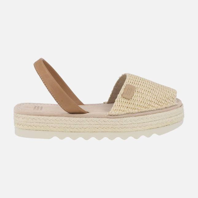 Menorquinas Doble Yute en tejido rafia beige – Zapaterías Cortés