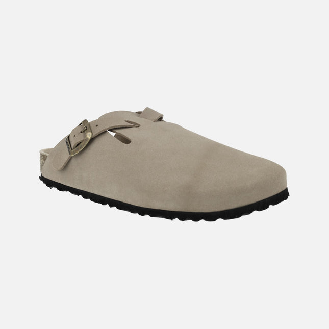 Taupe suede bio style clogs for Men by Castell