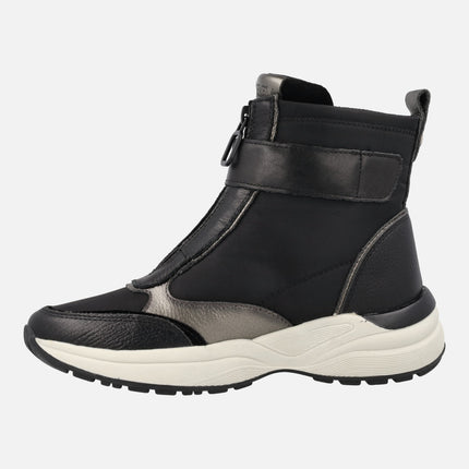 Multi material sport Ankle Boots with front zipper