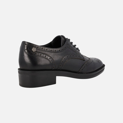 Zapatos blucher para la vega en piel negra con picados