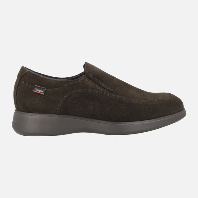 Moccasins for men in brown suede with extra light outsole