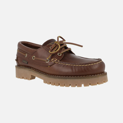 Brown leather Callaghan classic boating shoes