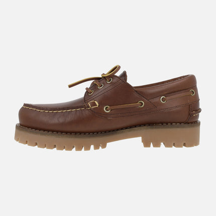 Brown leather Callaghan classic boating shoes