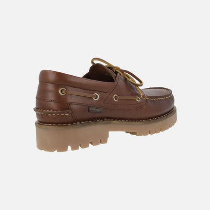 Brown leather Callaghan classic boating shoes