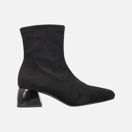 Fax booties in suede elastic strech fabric water repellent