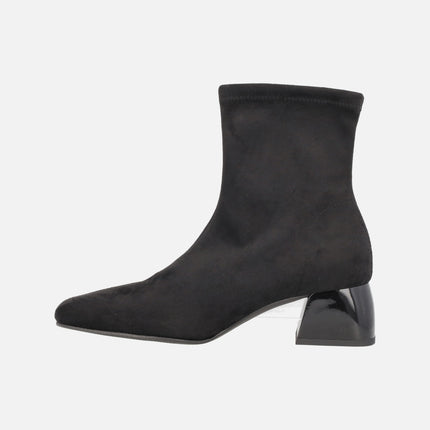 Fax booties in suede elastic strech fabric water repellent