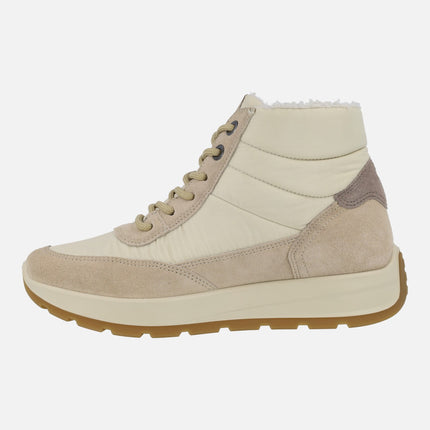 Botines multi material en combinado beige con membrana Gore-tex