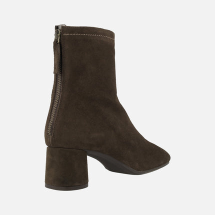 Doha Mid heeled booties in suede leather