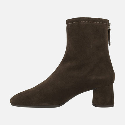 Doha Mid heeled booties in suede leather