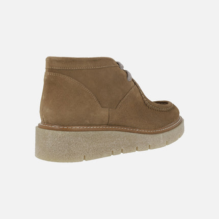 Wallabee -style laced suede leather booties