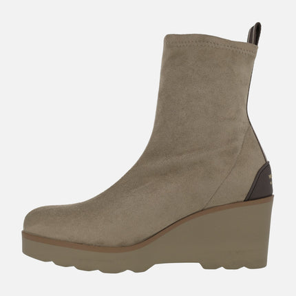 Hita boots in suede Strech fabric in Taupe