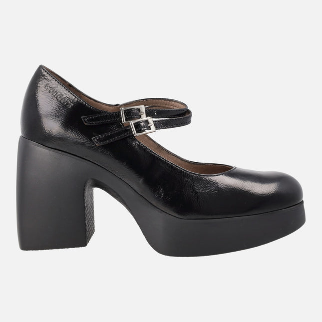 Wonders Lady mary jane black patent platforms