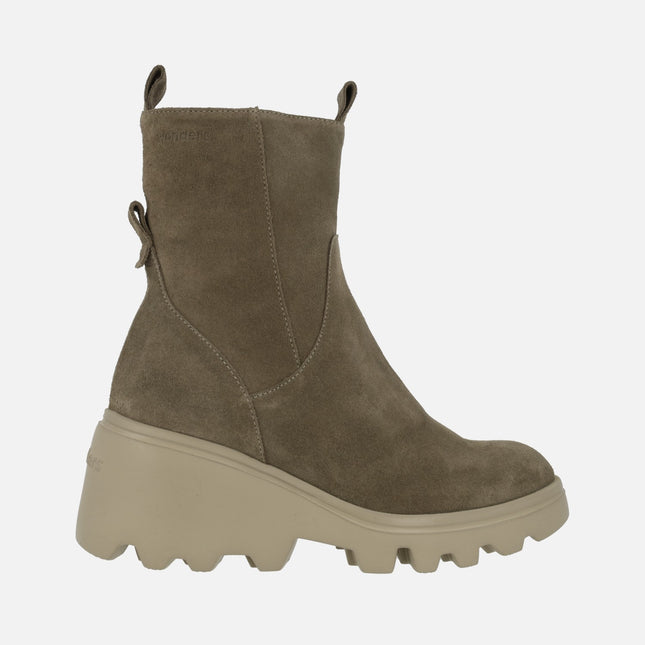 Wondersfly Leeds women's booties in taupe suede