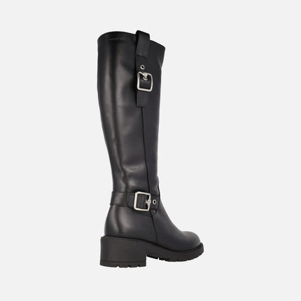 Wonders boots in leather with high cane and buckles