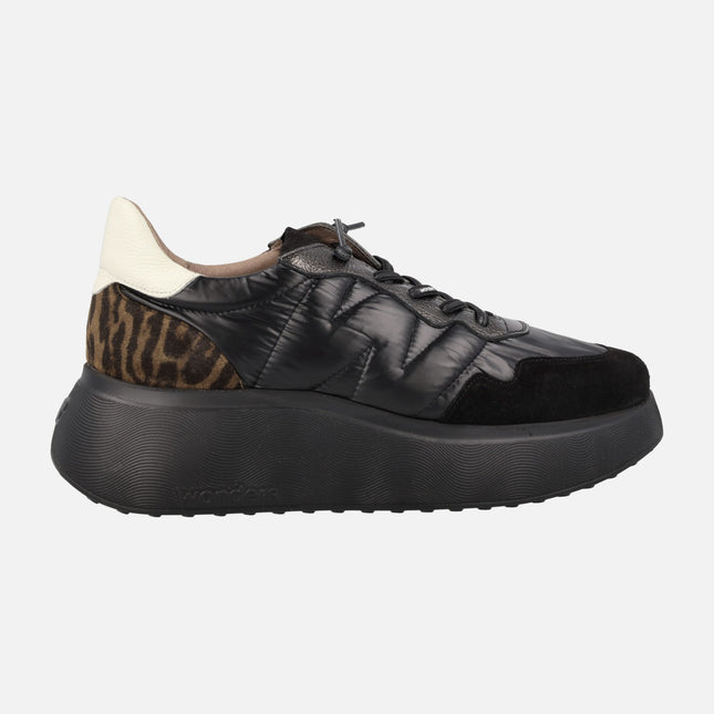 Wonders Black sneakers in Padded Fabric and Animal Print