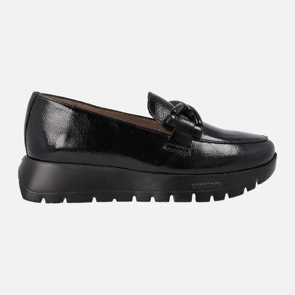 Wonders Rose Black patent leather moccasins