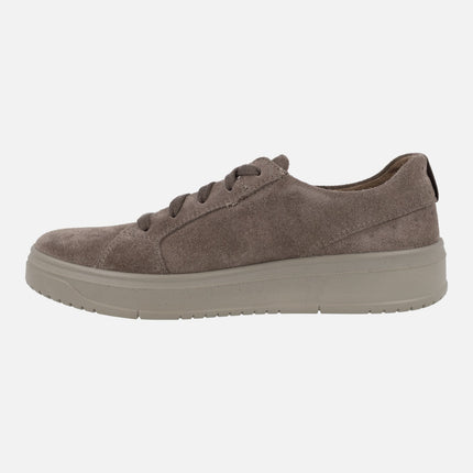 Lace-up sneakers in Taupe suede with gore-tex membrane