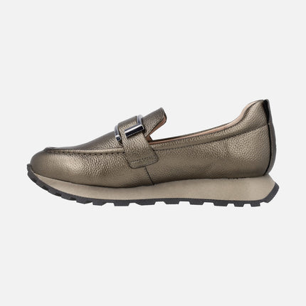 Mocasines Loira en piel metalizada bronce