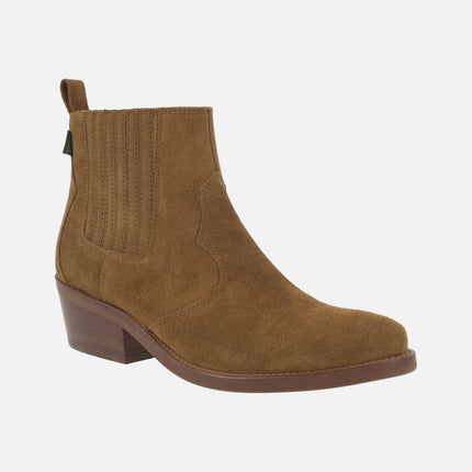 Chelsea style cowboy booties in brown suede dkt 73