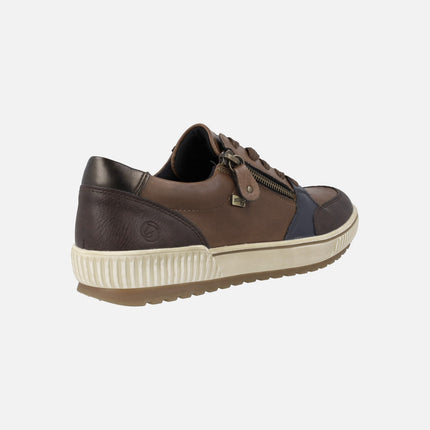 Brown combined leather sneakers with Remonte-tex membrane