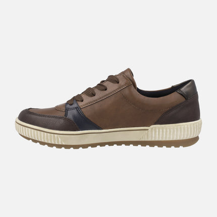 Brown combined leather sneakers with Remonte-tex membrane