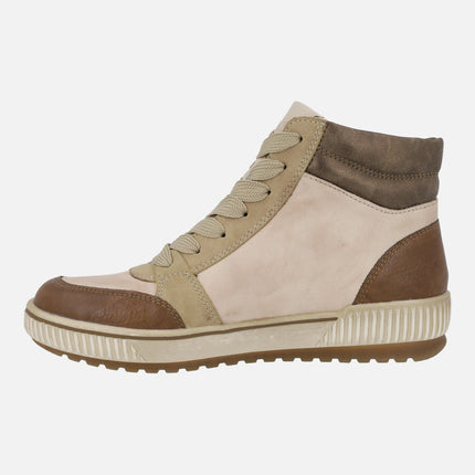 Leather booties in beige combi with membrane Remonte-tex