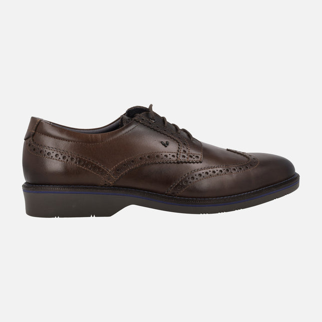 Blucher shoes in brown leather with chopped Martinelli Watford