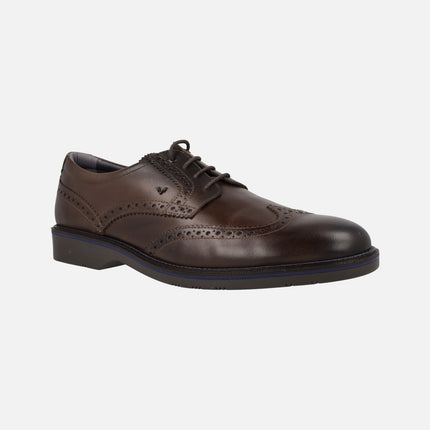 Blucher shoes in brown leather with chopped Martinelli Watford