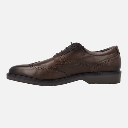 Blucher shoes in brown leather with chopped Martinelli Watford