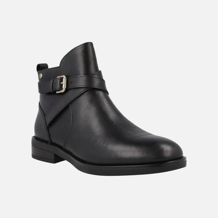 Flat Booties in Black Leather Puertollano