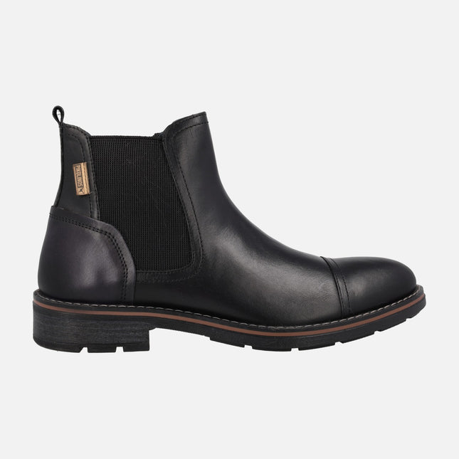 Men's leather ankle boots with elastic and zip Pikolinos York