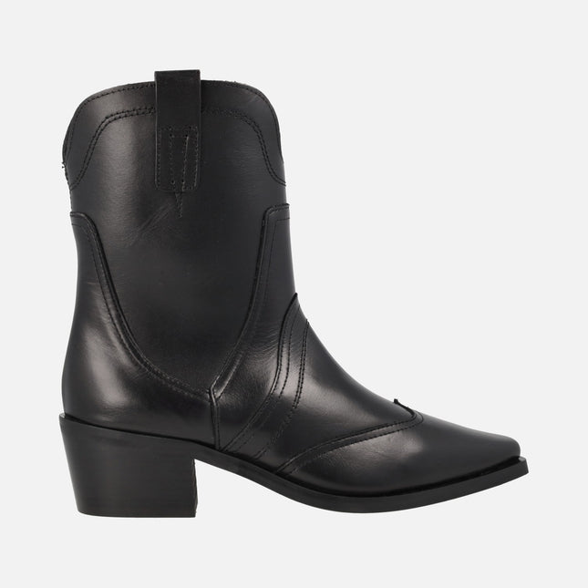 Cowboy style ankle boots with medium heel