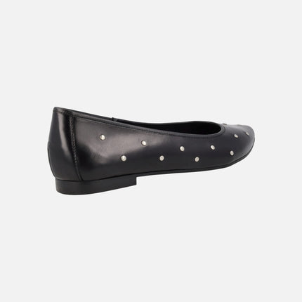 Black leather ballerinas with metal studs