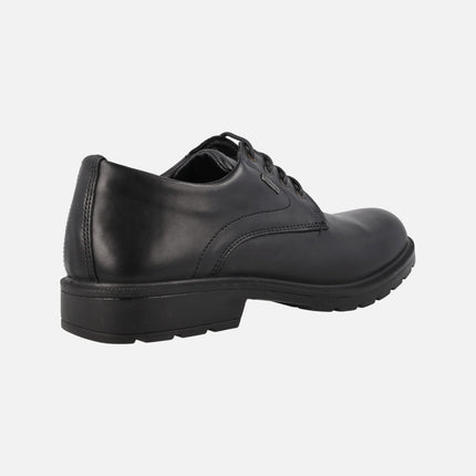 Black leather laced shoes for men with gore-tex membrane