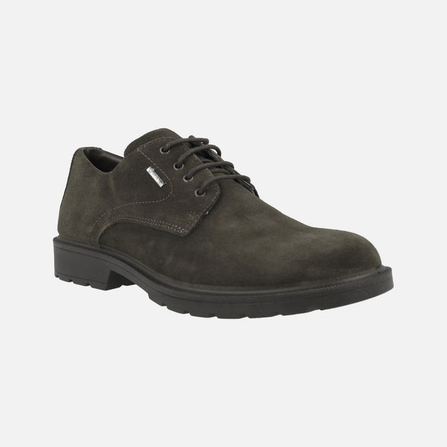 Zapatos blucher lisos en serraje marrón con membrana GORE TEX