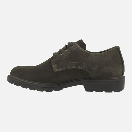 Men's blucher shoes in brown suede leather with gore tex membrane