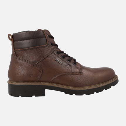 Brown leather boots for men with gore-tex membrane