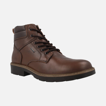 Brown leather boots for men with gore-tex membrane