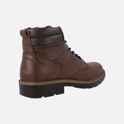 Brown leather boots for men with gore-tex membrane