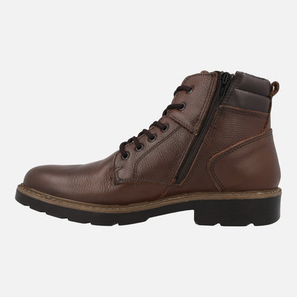 Brown leather boots for men with gore-tex membrane