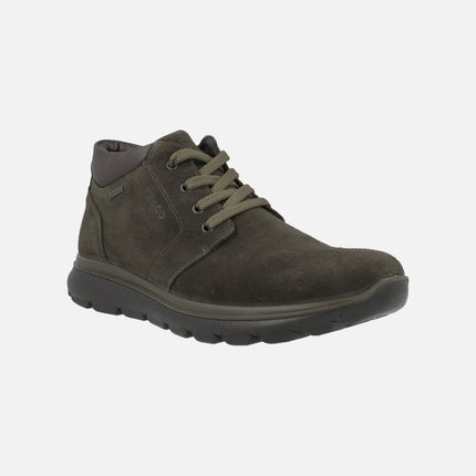 Brown Suede men's laced booties with Gore-Tex membrane