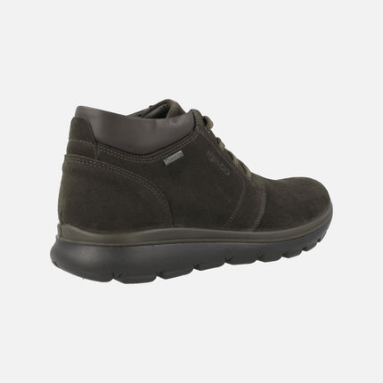 Brown Suede men's laced booties with Gore-Tex membrane