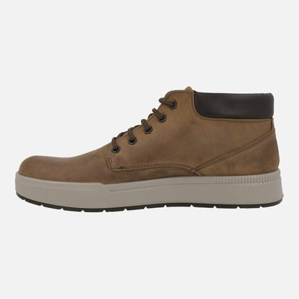 Men's booties in brown greased leather with gore-tex membrane