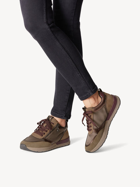 Comfort sneakers in brown combi Tamaris